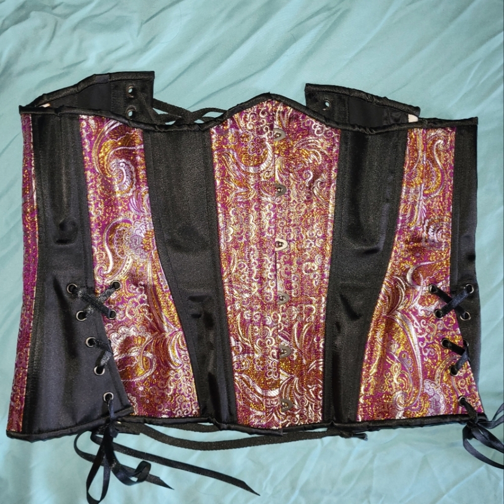 Timeless Trends Corset Waist Training 28" Inch Brocade Purple And Gold